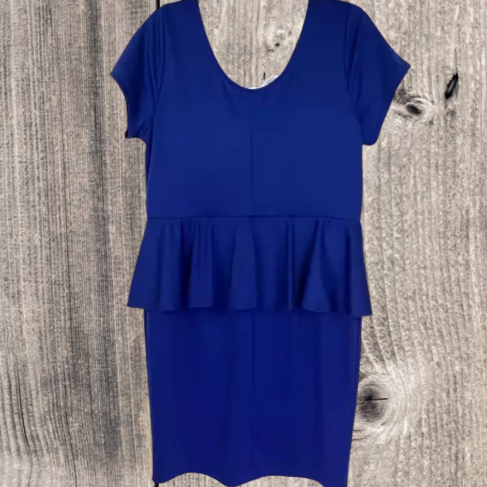 🌺 2/$20. Forever 21 Dress 3X Blue Juniors Peplum Career Cocktail (A1)